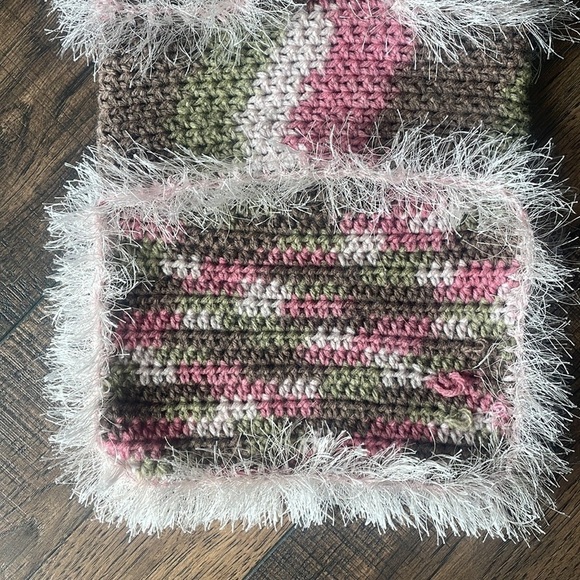 HAND CRAFTED Dog Sweater Coat Colorful Pink Chenille Cozy Crocheted XSmall - Picture 4 of 11